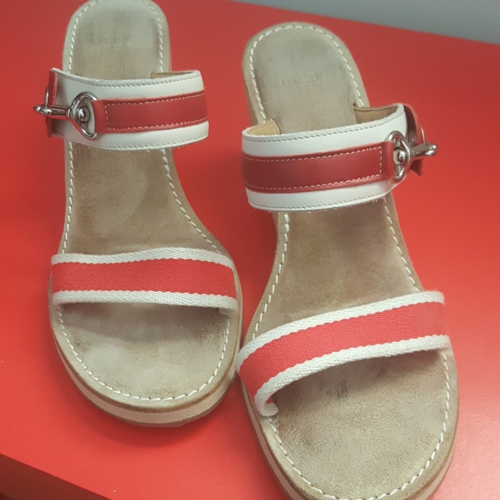 Coach Camilla Wedges, red and white